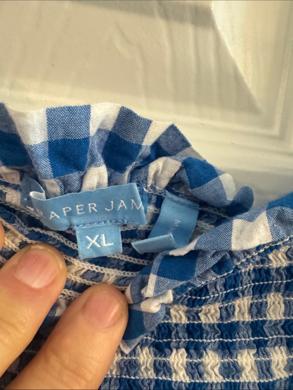 Draper James Blue and White Gingham Midi Dress - Picture 2 of 5